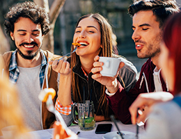 group if young adults eating